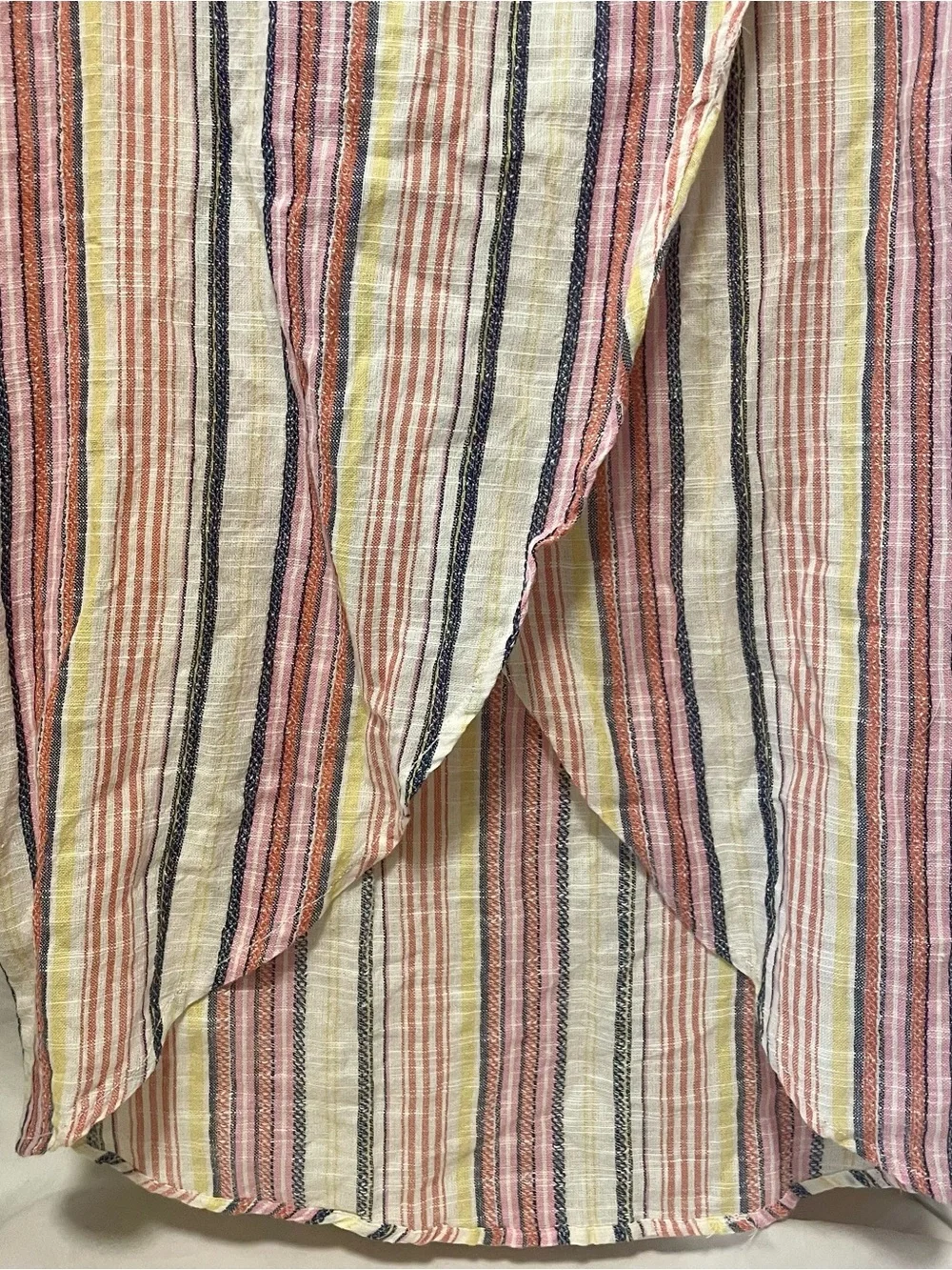 Free People Striped Wrap Skirt in Pink, Blue, Yellow & Cream